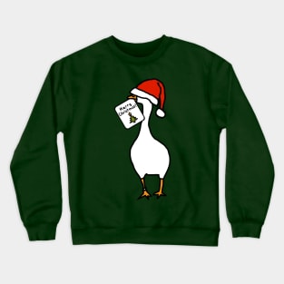 White Goose in Hat Steals Christmas Card Crewneck Sweatshirt